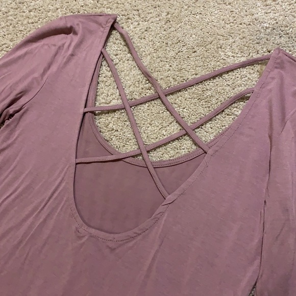 Purple Crop Top with Criss Cross Back - Picture 4 of 5
